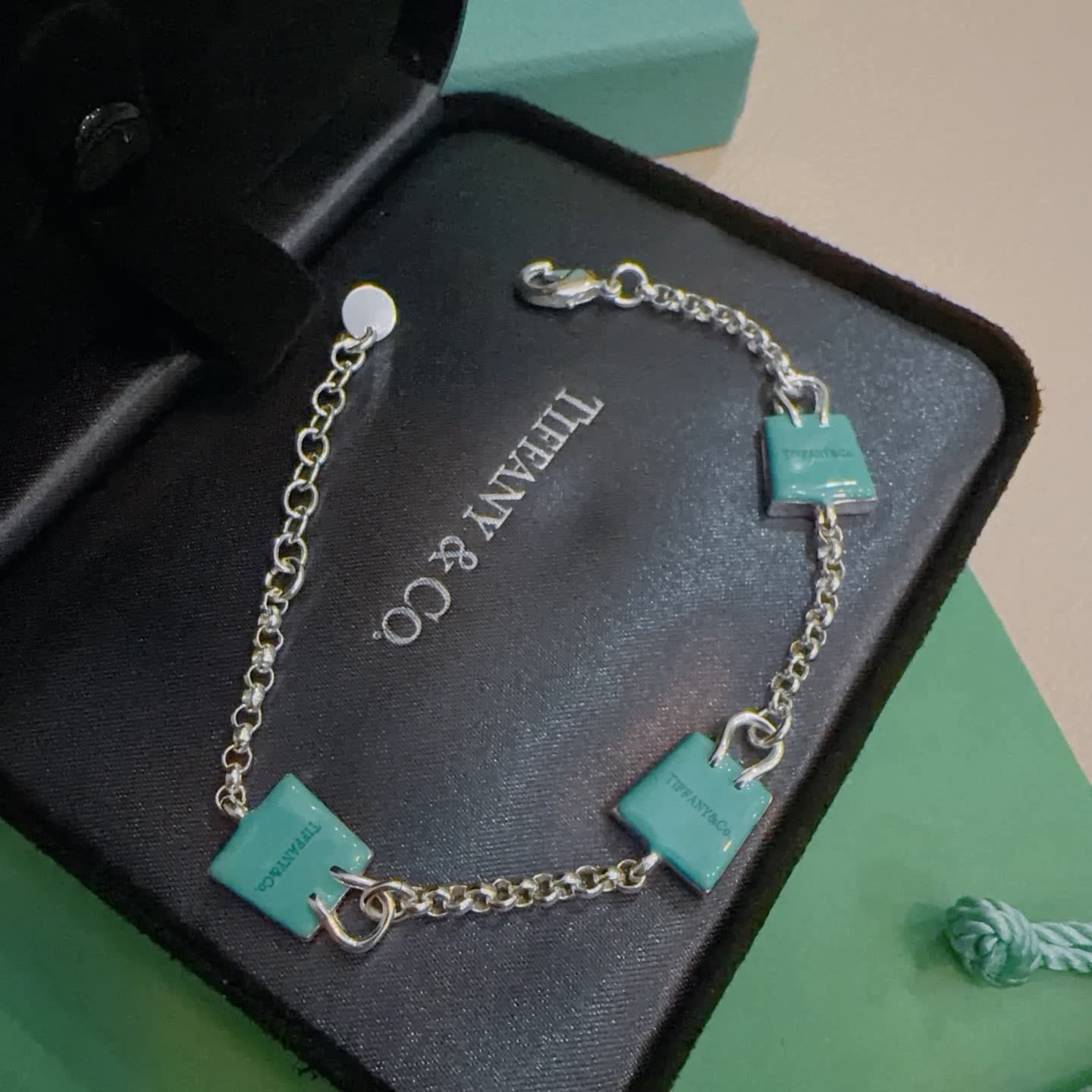 Tiffany & Co. Blue Enamel Lock Charm Bracelet Tiffany & Co. Blue Enamel Lock Charm Bracelet